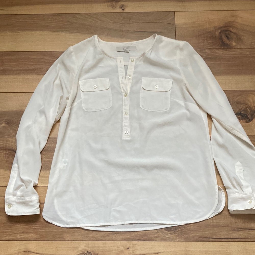 Loft off white long sleeve blouse. Size S